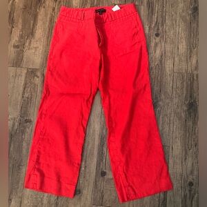 BANANA REPUBLIC Logan Crop Trouser Pant Cropped Linen Cotton Red Size 6